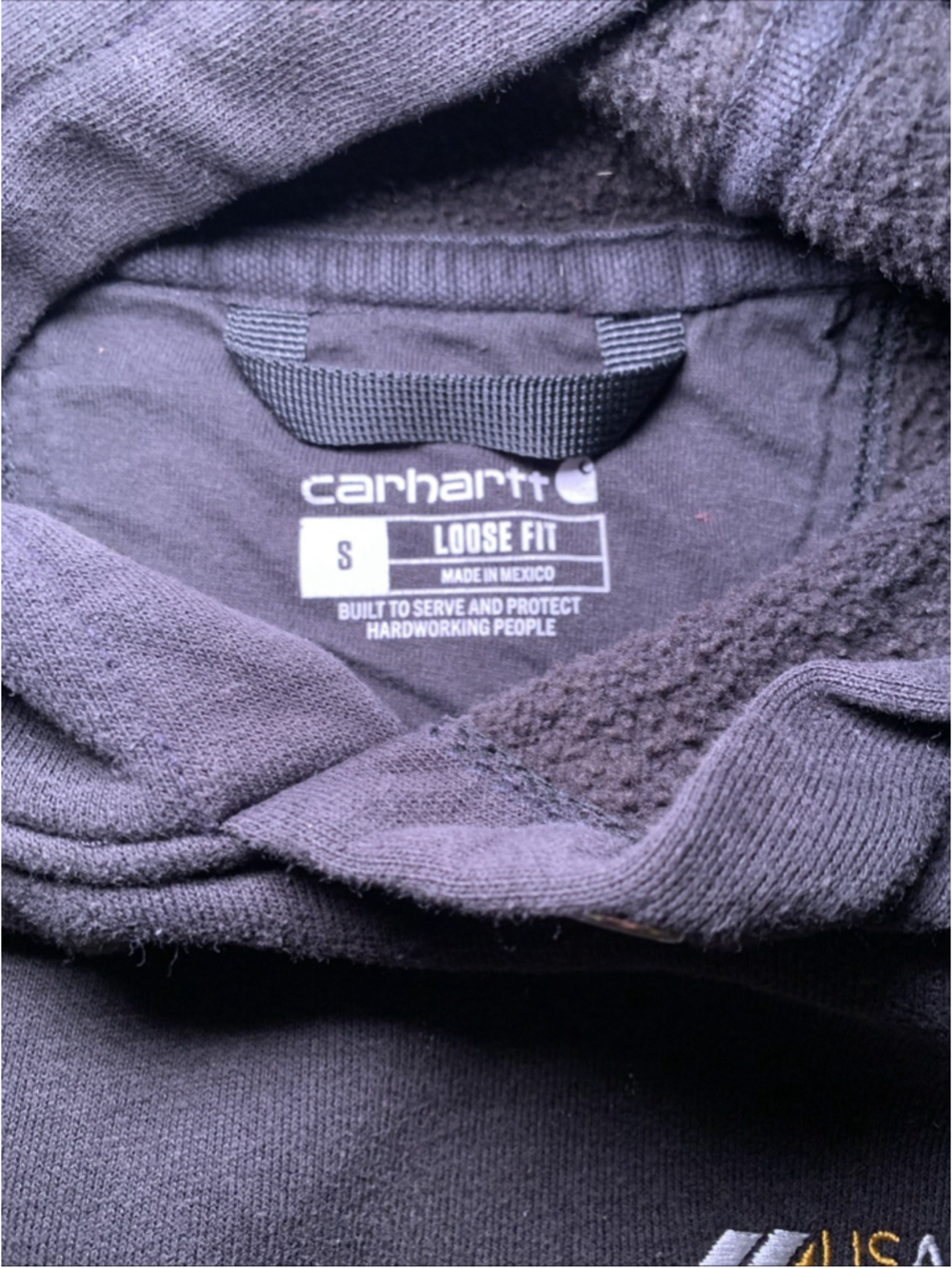 Carharrt US AGGREGATES Loose Fit Pullover Hoodie Black Size Small Workwear Pocke - Picture 4 of 15